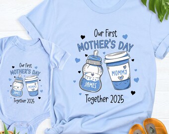Personalized Our First Mother's Day Shirt, Mothers Day Matching Baby Shirt, New Mommy Gift, Mommy And Me Outfit, Mothers Day T-shirt