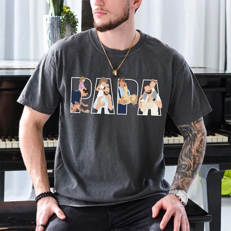 Personalized Papa Portrait Shirt, Dad Shirt With Photo, Father's Day Gift for Dad, Papa, Daddy Gift from Baby