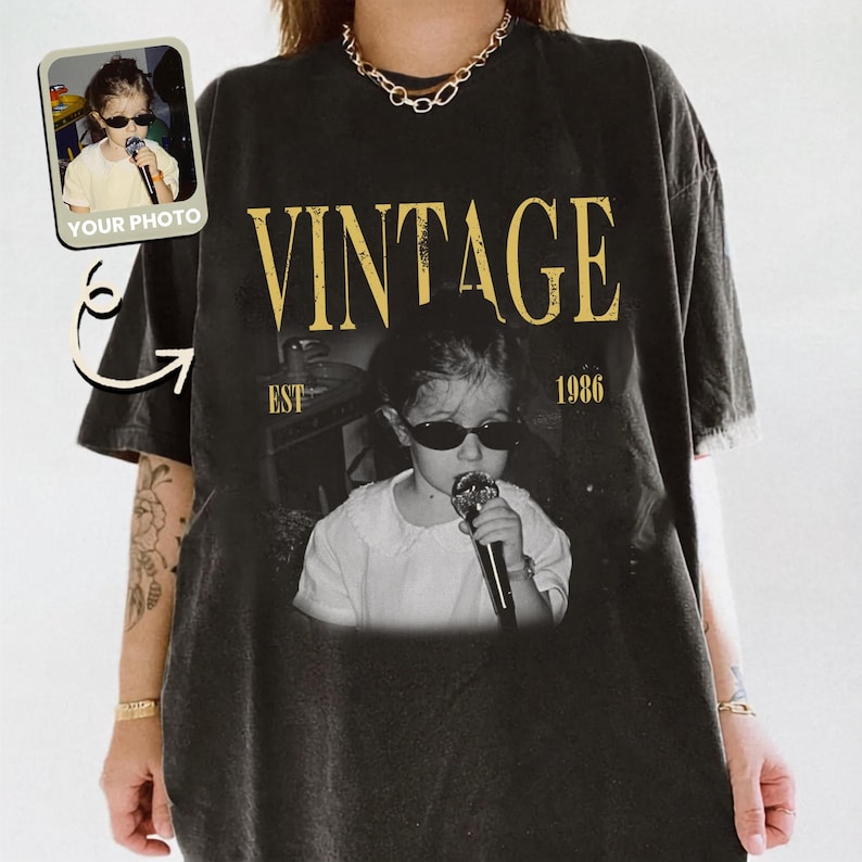Custom Vintage Photo Shirt, Personalized Birthday Picture Shirt, Retro Birthday Tee Gift