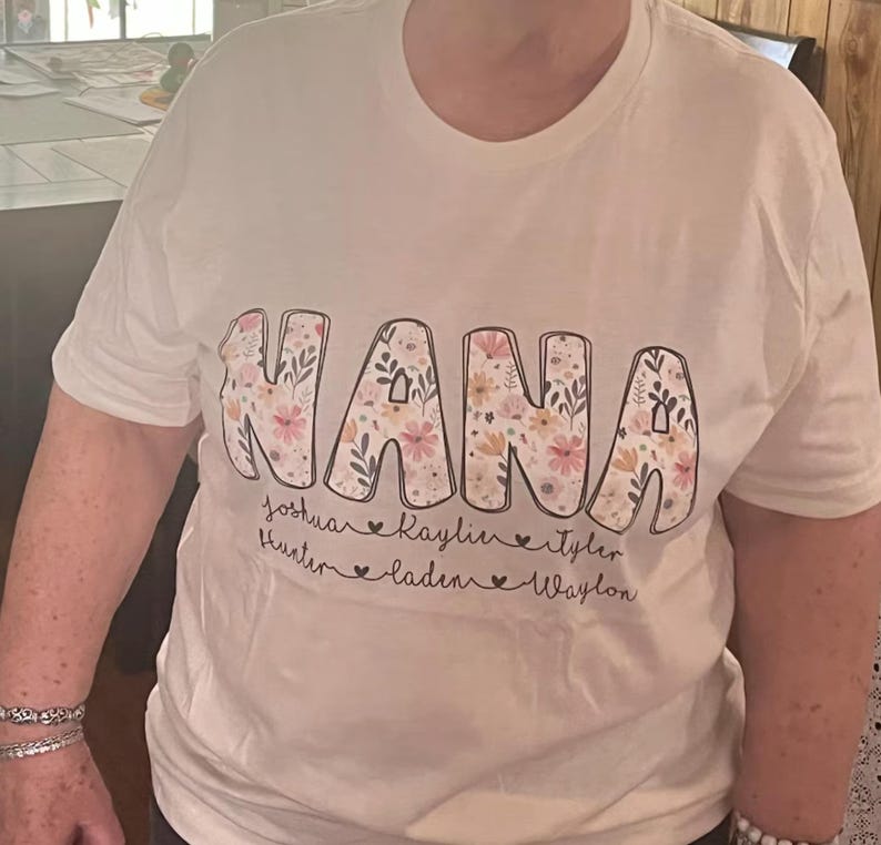Personalized Nana Shirt with Kids Names, Grandma Shirt, Floral Nana T-Shirt, Grandma Nana Gigi Mother's Day Shirt, Nana Tee, Nana Gifts image 7