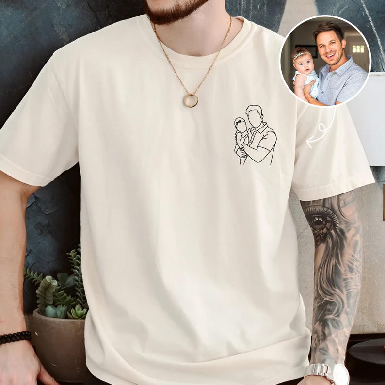Custom Dad Shirt: Dads Portrait From Photo Shirts, Dads Birthday Gifts, First Time Dad Gift, Fathers Day Shirt Gift for Dads image 2