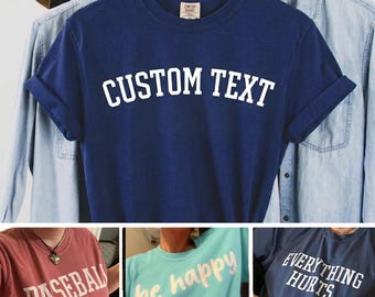 Custom Text Shirt, Minimalism Comfort Color Tee, Gift for Family, Mom, Dad, Friend