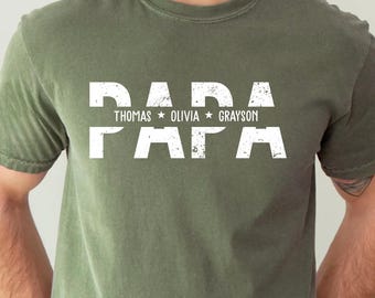 Chemise papa personnalisée, chemise fête des pères avec noms d'enfants
