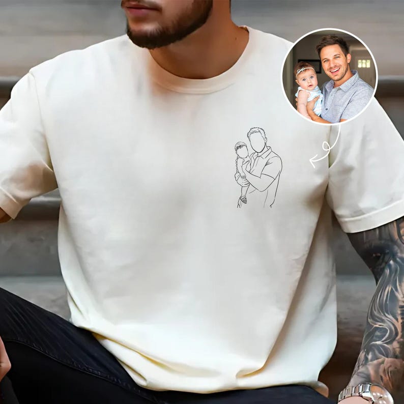 Custom Dad Shirt: Dads Portrait From Photo Shirts, Dads Birthday Gifts, First Time Dad Gift, Fathers Day Shirt Gift for Dads image 3