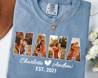 Personalized Mama Shirt, Mama Photo Shirt, Gift For Mama, Mom Photo Shirt