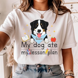 My Dog Ate My Lesson Plan Shirt, Personalized Teacher Shirt, Funny Teacher Shirt, Dog Lover Teacher Shirt, Teacher Appreciation Gift