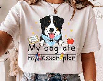My Dog Ate My Lesson Plan Shirt, Personalized Teacher Shirt, Funny Teacher Shirt, Dog Lover Teacher Shirt, Teacher Appreciation Gift