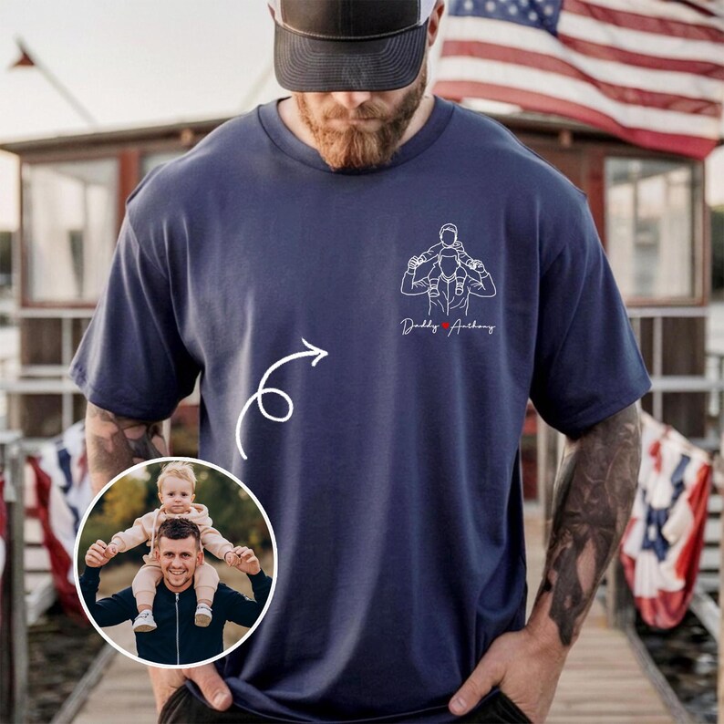 Personalized Dad Shirt, Custom Photo Dad Portrait, Father's Day Gift for New Dad, Daddy