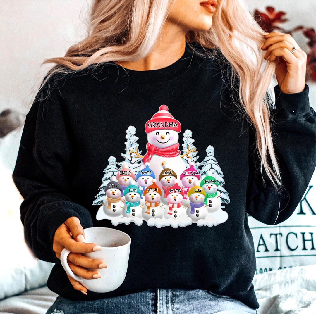 Personalized Grandma Christmas Sweatshirt - Custom 'Grandma's Snow Angels' Shirt With Kid Names