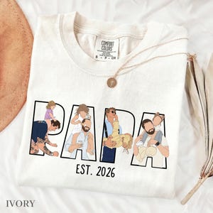 Personalized Papa Portrait Shirt, Dad Shirt With Photo, Father's Day Gift for Dad, Papa, Daddy Gift from Baby