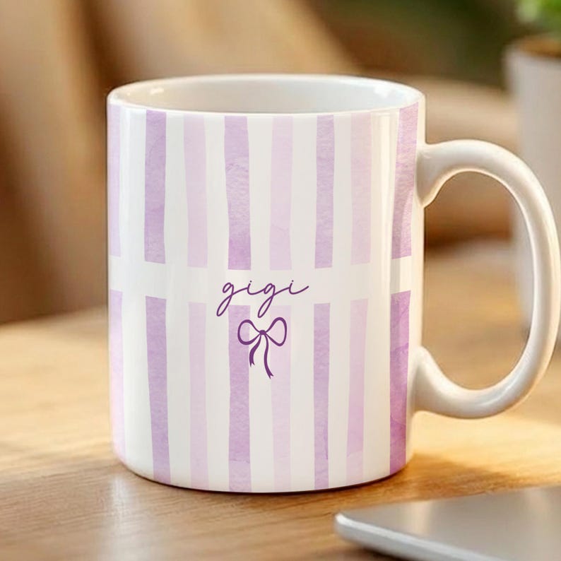 Custom Gigi Stripe Mug, Personalized Gigi Name Mugs, Mother's Day Gift for Grandma