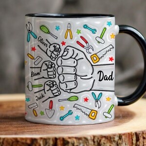 Fathers Day Gifts From Kids, Dad Fist Bump Mug, Garage Tools Mug For Dad, Family Fist Bump Gift, Fathers Day Mug, Fathers Day Gift for Dad