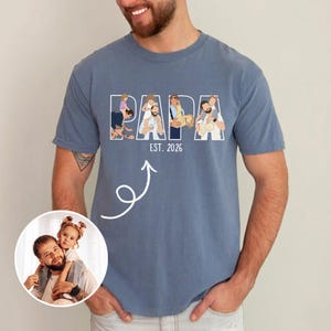 Personalized Papa Portrait Shirt, Dad Shirt With Photo, Father's Day Gift for Dad, Papa, Daddy Gift from Baby
