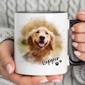 Personalisierte Haustiertasse, individuelle Hundeportrait-Tasse, individuelle Katzentasse, Haustier Foto-Tasse mit Name, Hundemama Geschenke, Katzenmama Geschenk, personalisierte Haustier Geschenke