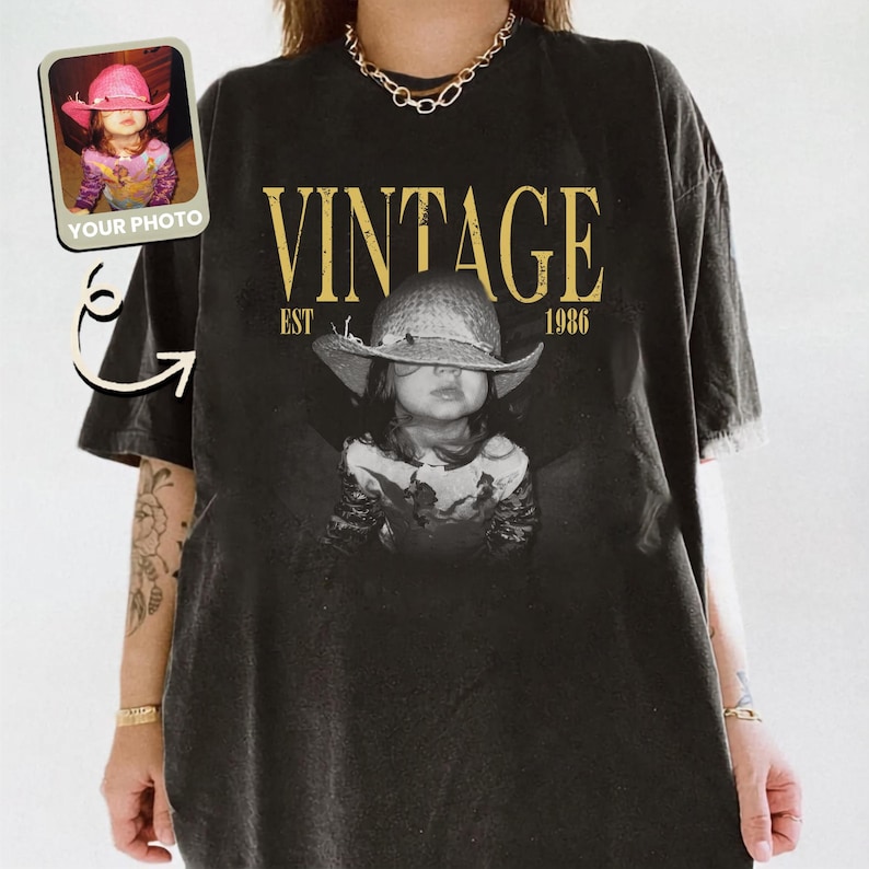 Custom Vintage Photo Shirt, Personalized Birthday Picture Shirt, Retro Birthday Tee Gift