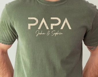 Personalized Papa Shirt, Papa Shirts With Kids Names, Father's Day Gift for Dad