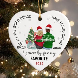 Personalized Couple Christmas Ornament 2025, Of All The Weird Things I Have Found Online Ornament, Couple Xmas Gift, Online Dating Ornament
