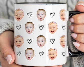 Personalized Baby Face Photo Mug, Custom Father's Day Gift for Dad