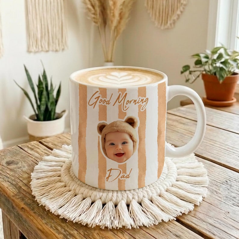 Custom Baby Face Mug, New Dad Mug, Daddy Coffee Cup With Kid Photo, Fathers Day Mug Gift for Husband