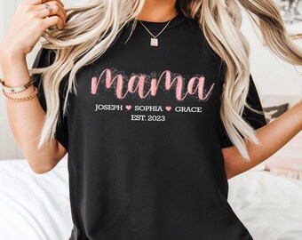 Personalized Mama Shirt, Mother'S Day Shirt Gift, Custom Gift For Mom, Mom And Daughter Gifts, Custom Mom Shirt With Kids Names