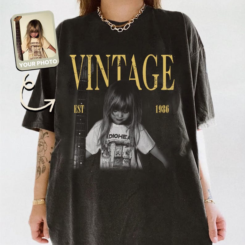 Custom Vintage Photo Shirt, Personalized Birthday Picture Shirt, Retro Birthday Tee Gift