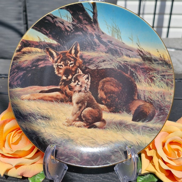 Wildlife Society Collectors Plate w Bradex #. Will Nelson 1989 "The Red Wolf" From Last of Their Kind: The Endangered Species Series Ltd Ed.
