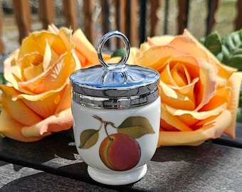 Popular and in demand Vintage Royal Worcester Peach and Berries Standard Size Egg coddler Mint Condition.