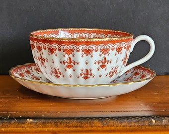 Vintage Spode Fleur De Lys Tea Cup and Saucer Duo 1961 - 1994