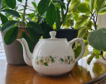 Ellgreave by Wood and Sons Vintage Ironstone Teapot. Made in England circa 1950's.