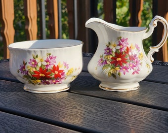 Paragon Flower Festival Creamer and Sugar Bowl set Made in England RARE FIND!