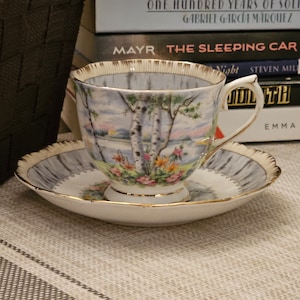 Royal Albert Made In England Silver Birch Tea Cup With Saucer