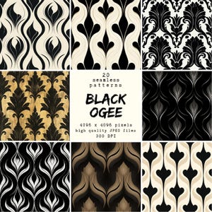 Motif de doudou noir - Papier numérique - 20 modèles sans couture pour travaux manuels et usage commercial, modèles prêts à imprimer, POD friendly, HQ