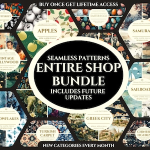 Entire Shop Bundle 4000+ Seamless Patterns over 350 Categories, digital paper, seamless patterns for commercial use, POD, lifetime access