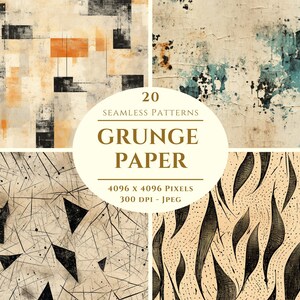 Carta digitale Grunge Paper - 20 modelli senza cuciture per uso artigianale e commerciale - scrapbook - design stampa su richiesta - jpeg di alta qualità