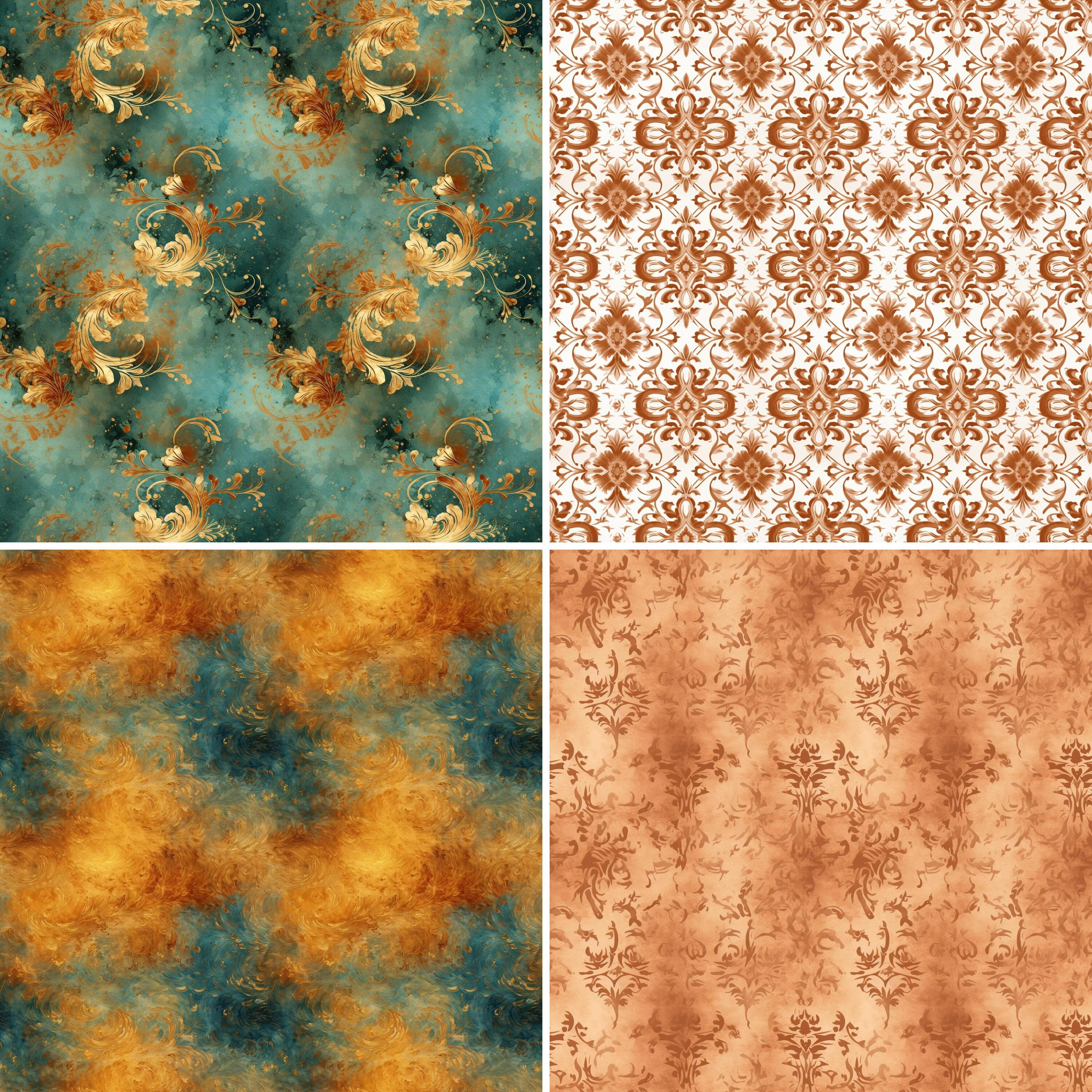 Shabby Bronze Digital Paper: 20 Seamless Floral Patterns (JPG) - Etsy