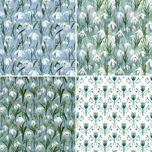 Snowdrop Flower Digital Paper: 20 Seamless Patterns (Digital Download) image 5
