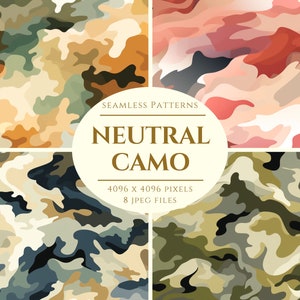 Papel digital de camuflaje neutro - patrones sin costuras para artesanías y uso comercial - álbum de recortes - diseños de impresión bajo demanda - jpeg de alta calidad