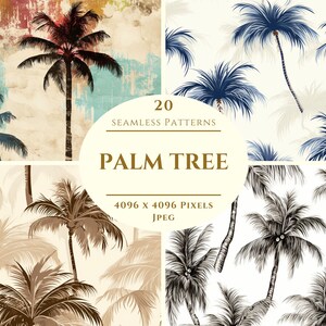 Palmeira - Papel Digital - 20 padrões perfeitos para artesanato e uso comercial, design de impressão sob demanda, jpeg de alta qualidade