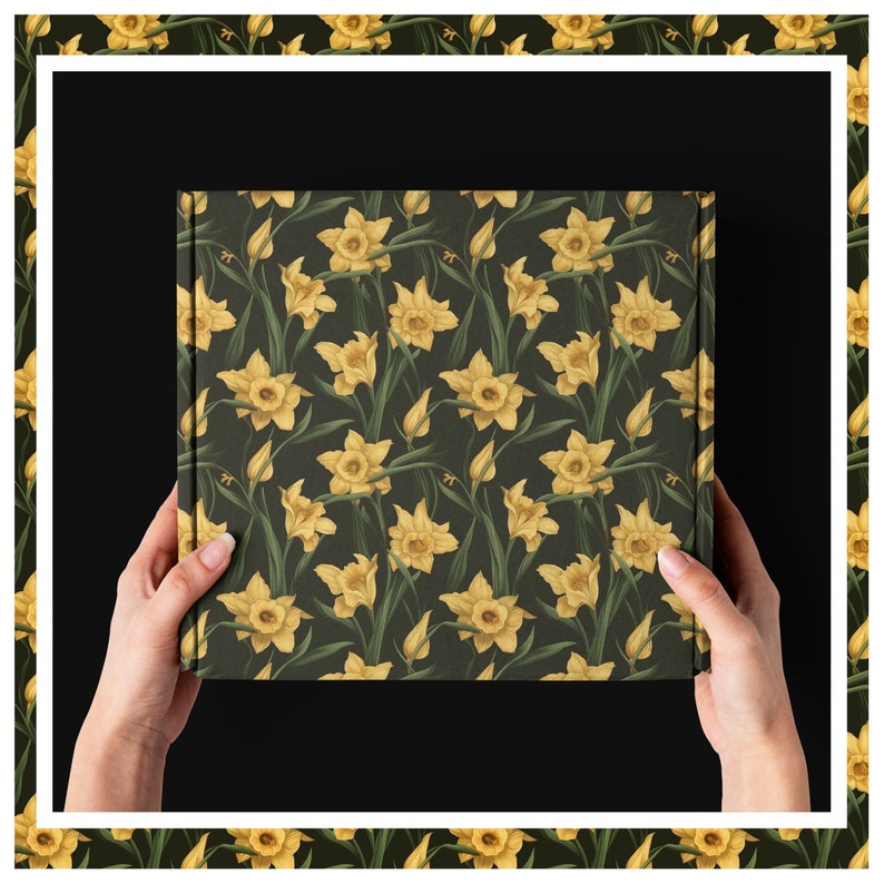 Daffodil Flower Pattern Digital Paper - Seamless Papers for Crafts and ...