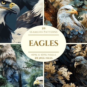 Papier numérique Eagles - 20 modèles sans couture pour travaux manuels et usage commercial - scrapbooking - impression à la demande - jpeg de haute qualité
