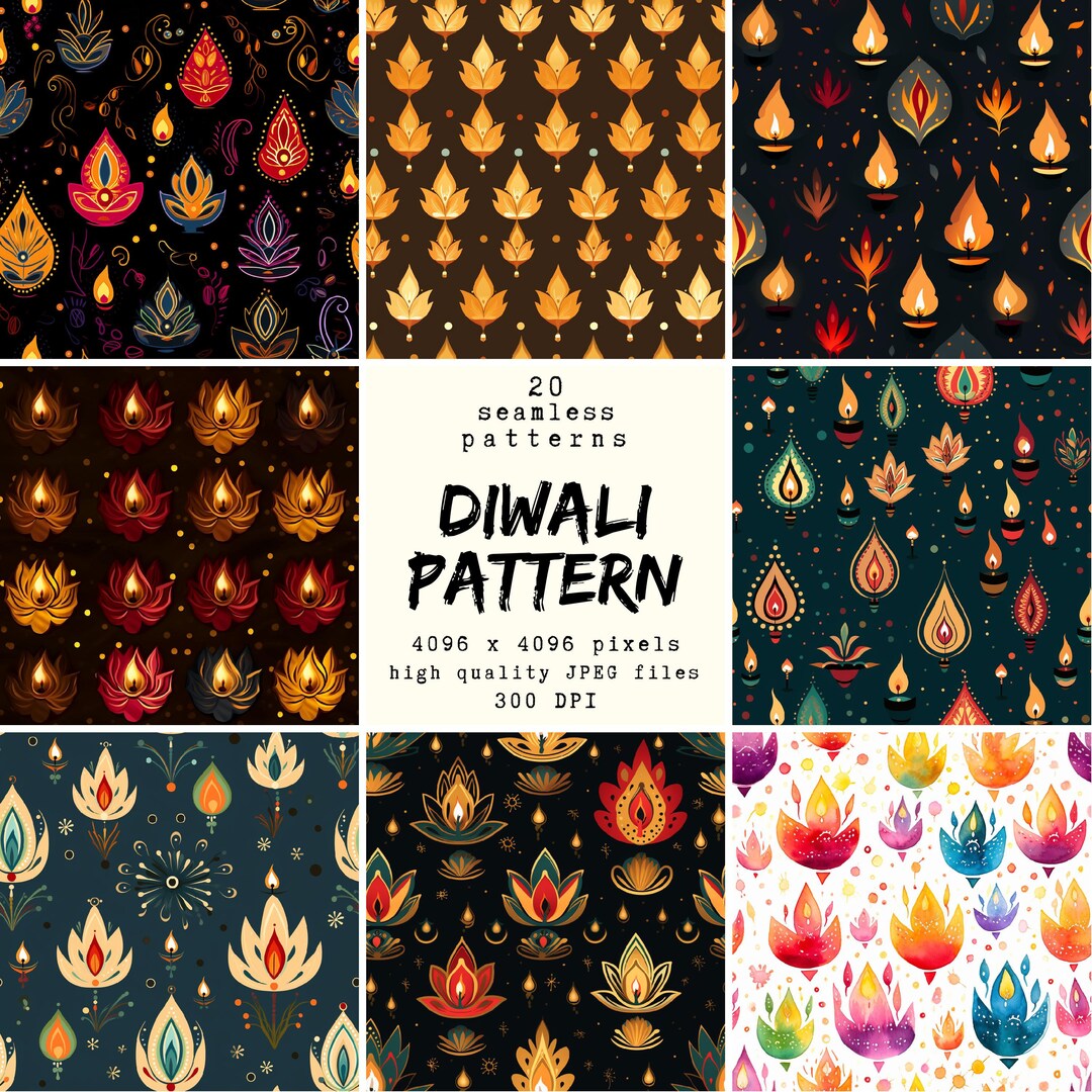 Deepavali Pattern Diwali Pattern Digital Paper: Seamless Festive Designs (digital ...