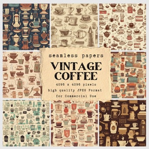 Digitaal papier met vintage coffeeshoppatroon - naadloos papier voor knutselen en commercieel gebruik