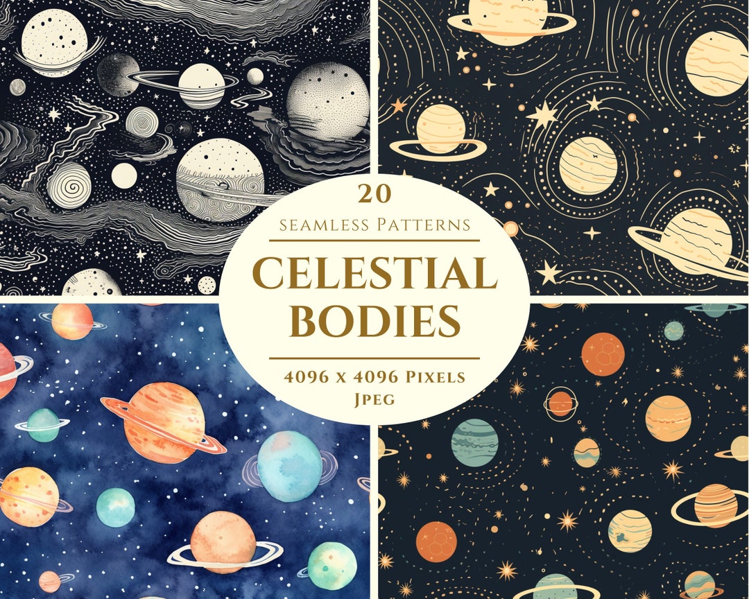 Celestial Bodies Digital Paper: 20 Seamless Cosmic Patterns (JPEG) - Etsy