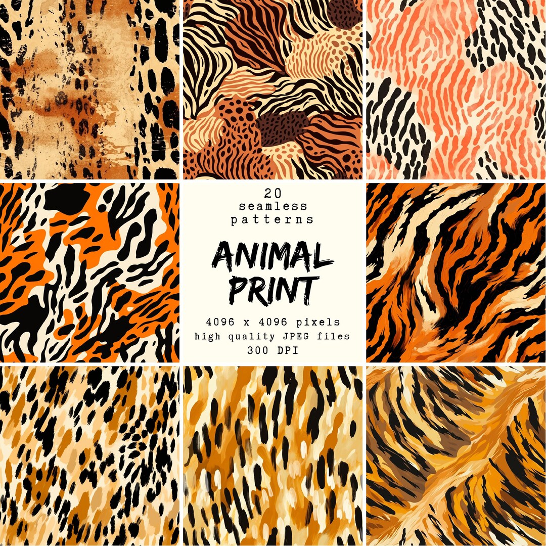 Animal Print Digital Paper: 20 Seamless Patterns (digital Download) - Etsy