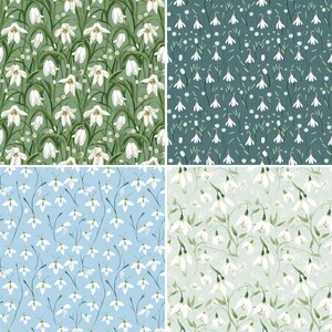 Snowdrop Flower Digital Paper: 20 Seamless Patterns (Digital Download) image 4