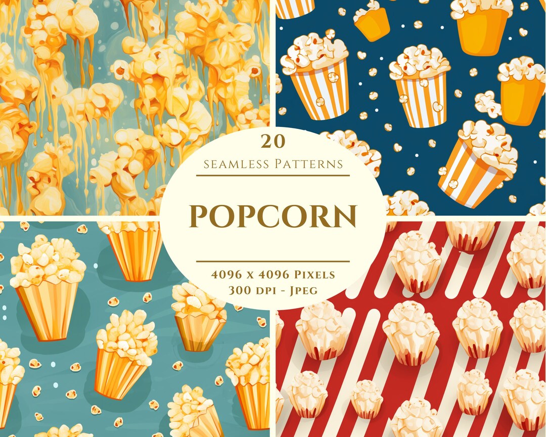 Popcorn Digital Paper: 20 Seamless Patterns (JPEG) - Etsy