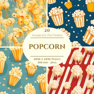 Popcorn Digitales Papier - 20 nahtlose Muster zum Basteln und commerziellen Gebrauch - Scrapbook - Print on Demand - high quality jpeg