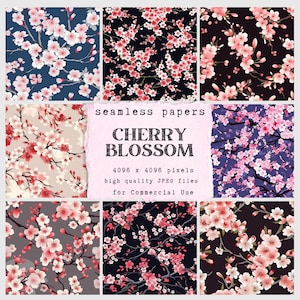 Kirschblüten Muster Digitales Papier - nahtlose Papiere für Handwerk und kommerzielle Nutzung - Scrapbook - Print on Demand Designs