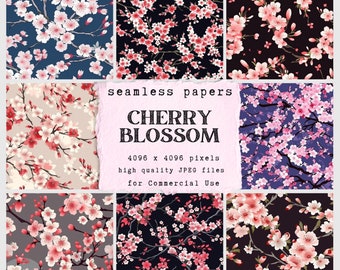 Cherry Blossom Pattern Digital Paper - seamless papers for crafts and commercial use - scrapbook - print on demand designs