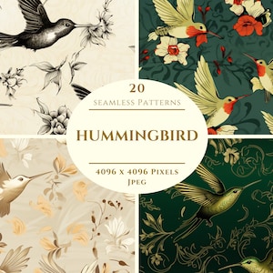 Kolibri Papier mit 20 Mustern zum Basteln und kommerziellen Gebrauch - Print on Demand Design - hochwertiges JPEG